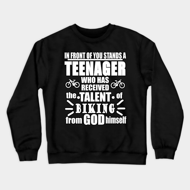 Teenager Biking Cycling Downhill Boys Gift Crewneck Sweatshirt by FindYourFavouriteDesign